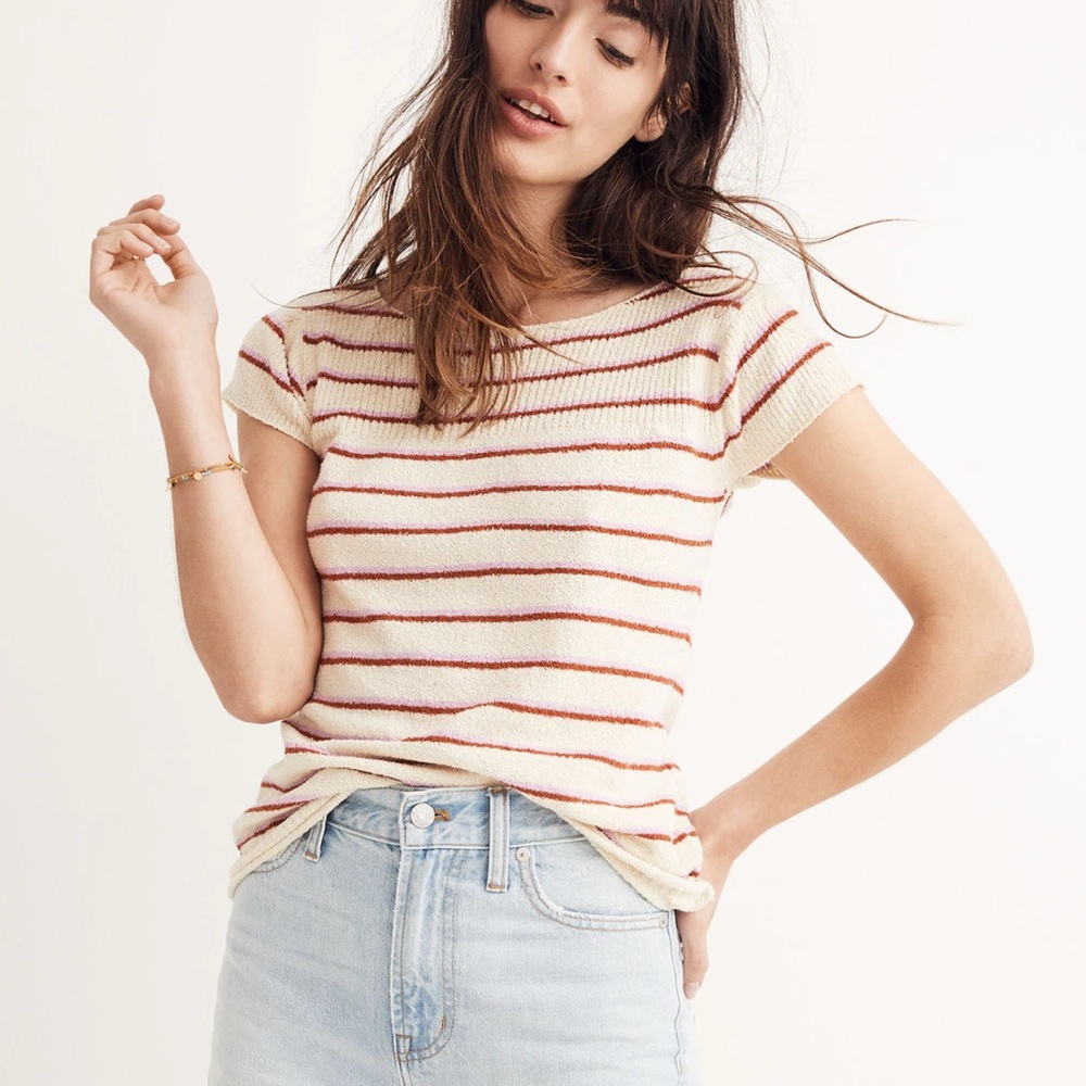 Madewell Brown, Cream Pink Marin Sweatee Tee